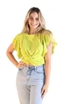 Blusa Dwz Laise Com No Frontal e Manga Babado