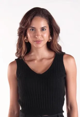 Regata Dwz Tricot Canelado Decote V
