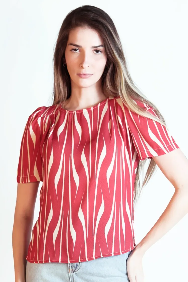 Blusa Dwz Estampada Manga Bufante