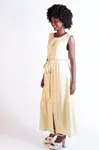 Vestido Dwz sem Manga Listrado com Faixa