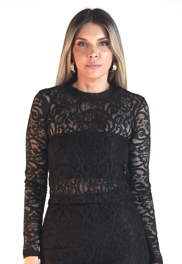Blusa Dwz Renda Manga Longa