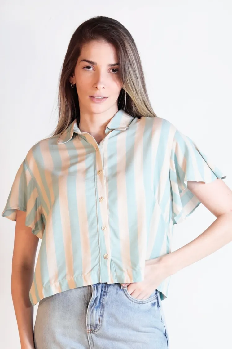 Blusa Dwz Listrada Manga Curta