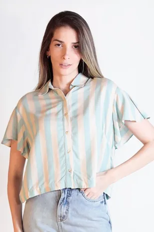 Blusa Dwz Listrada Manga Curta