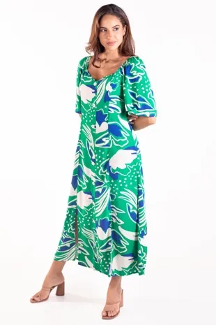 Vestido Dwz Midi Estampado Com Lastex Nas Costas