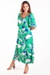 Vestido Dwz Midi Estampado Com Lastex Nas Costas