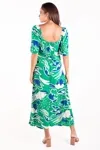Vestido Dwz Midi Estampado Com Lastex Nas Costas