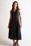 Vestido Dwz sem Manga Liso com Botoes