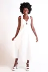 Vestido Dwz Linho sem Manga Liso