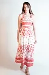 Vestido Dwz de Linho Estampado com Amarracao nas Costas