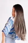 Cropped Dwz Lastex Na Cintura Decote V Estampada