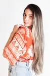 Cropped Dwz Lastex Na Cintura Decote V Estampada