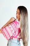 Cropped Dwz Lastex Na Cintura Decote V Estampada