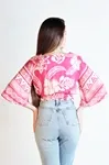Cropped Dwz Lastex Na Cintura Decote V Estampada