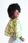 Cropped Dwz Lastex Na Cintura Decote V Estampada