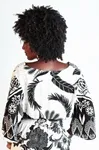 Cropped Dwz Lastex Na Cintura Decote V Estampada