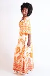 Vestido Dwz Longo Estampado Manga Aberta Com Bojo