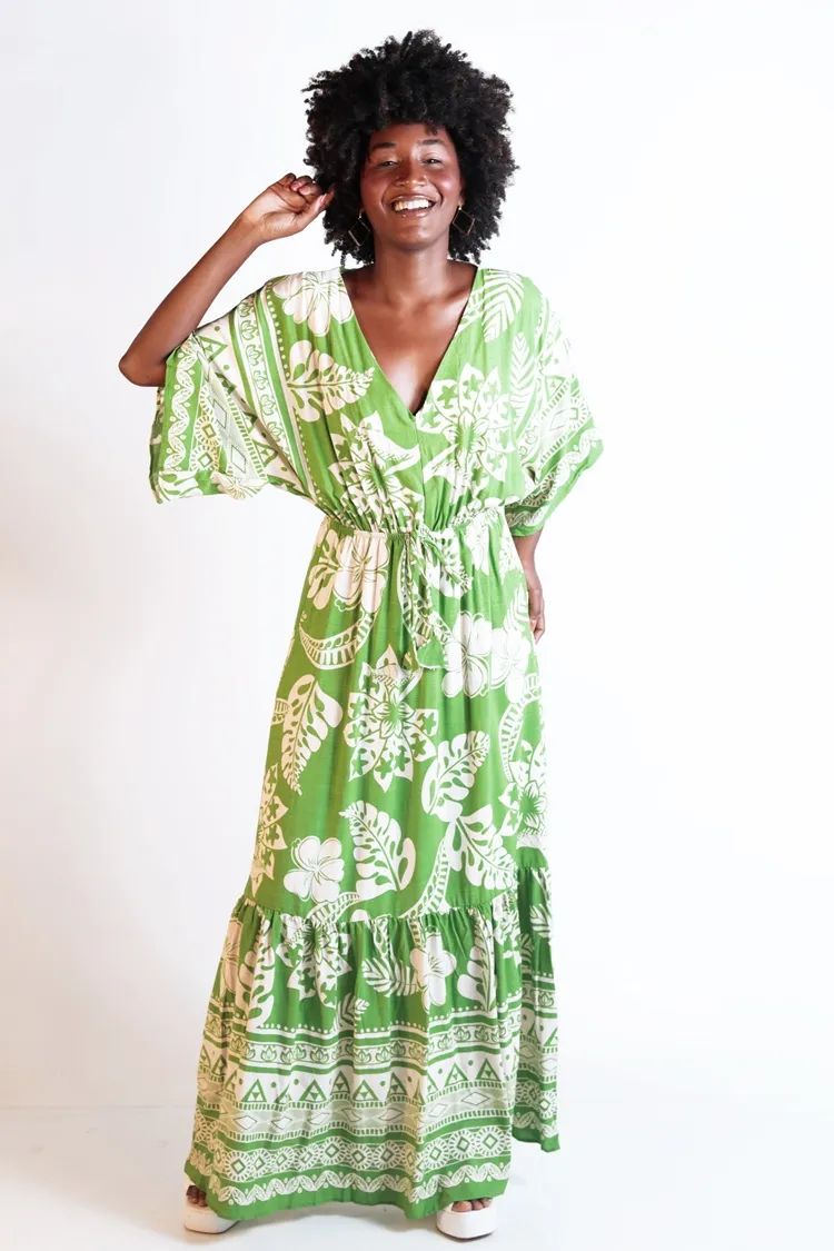 Vestido Dwz Estampado Manga Morcego