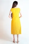 Vestido Dwz Liso Midi Drapeado Na Frente