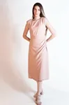 Vestido Dwz Liso Midi Drapeado Na Frente