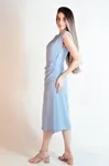 Vestido Dwz Liso Midi Drapeado Na Frente