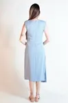 Vestido Dwz Liso Midi Drapeado Na Frente