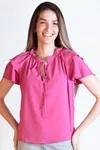 Blusa Dwz Lisa Manga Curta Babado Com Amarracao