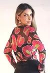 Blusa Dwz Tule Estampada com Manga Longa