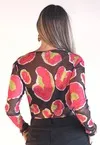 Blusa Dwz Tule Estampada com Manga Longa