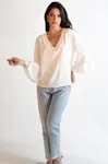 Blusa Dwz Lisa Manga 3/4 Babado