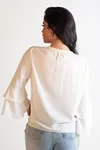 Blusa Dwz Lisa Manga 3/4 Babado