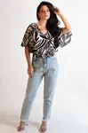 Cropped Dwz Estampada Com Elastico Na Cintura