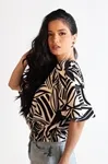 Cropped Dwz Estampada Com Elastico Na Cintura