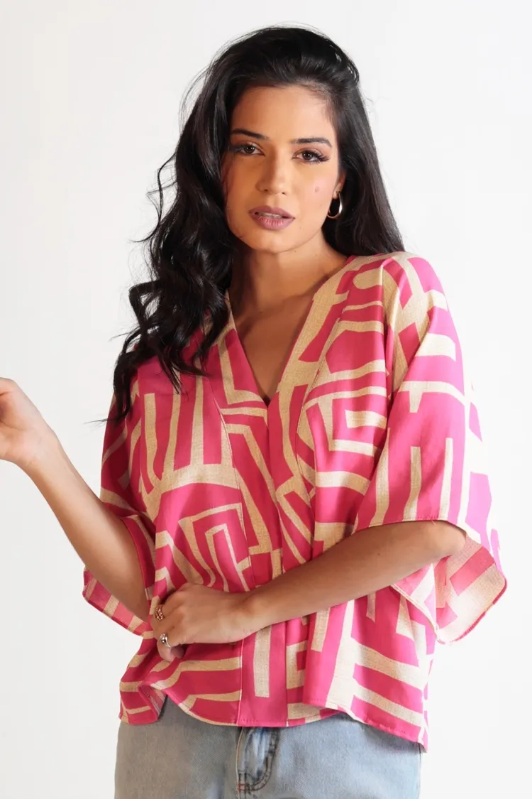 Blusa Dwz Estampada Manga Morcego