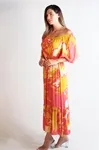 Vestido Dwz Longo Manga Curta Estampado