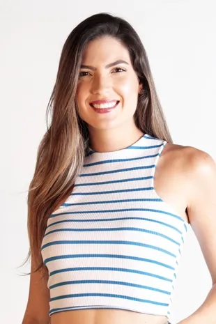 Cropped Dwz Listrado Sem Manga