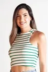 Cropped Dwz Listrado Sem Manga