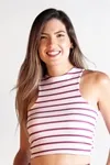 Cropped Dwz Listrado Sem Manga