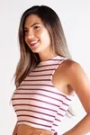 Cropped Dwz Listrado Sem Manga