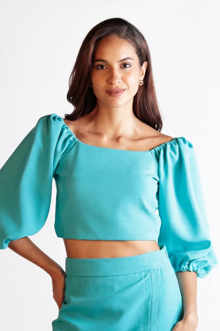 Cropped Dwz Linho Manga Longa