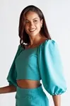 Cropped Dwz Linho Manga Longa