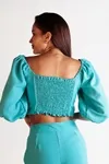 Cropped Dwz Linho Manga Longa