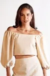Cropped Dwz Linho Manga Longa