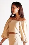 Cropped Dwz Linho Manga Longa