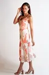 Vestido Dwz Mid Estampado com Babado