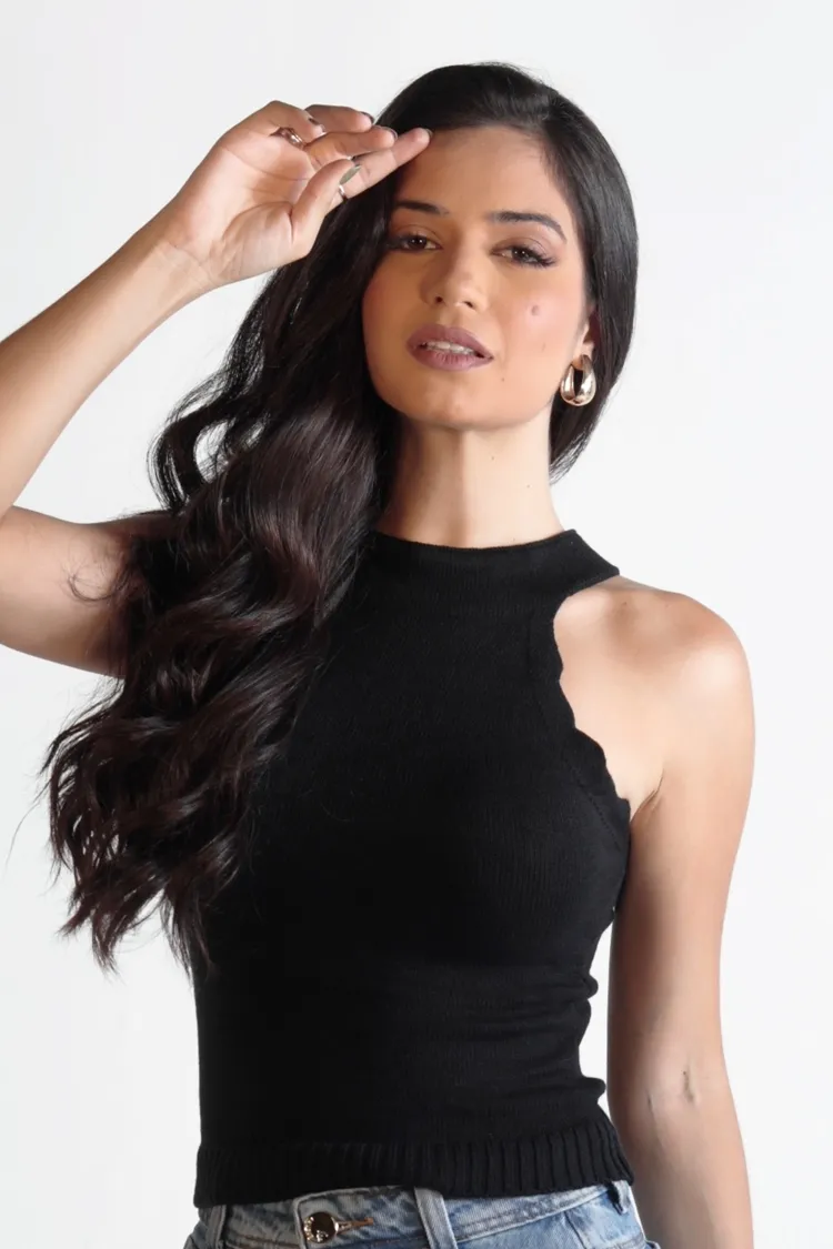 Blusa Dwz Sem Manga De Tricot