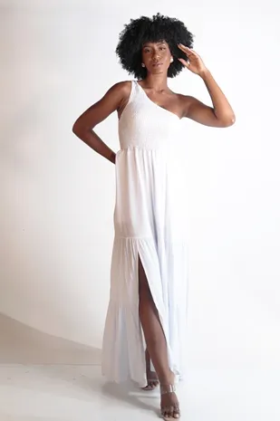 Vestido Dwz Midi Um Ombro Liso