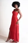Vestido Dwz Midi Um Ombro Liso