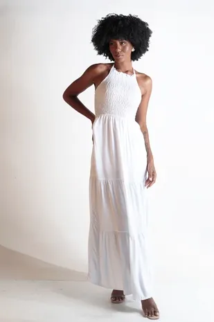 Vestido Dwz Midi Com Alca Com Detalhe Busto Liso
