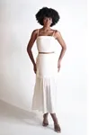 Conjunto Dwz Cropped Amarracao e Saia Mid Pregas Babado