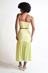 Conjunto Dwz Cropped Amarracao e Saia Mid Pregas Babado
